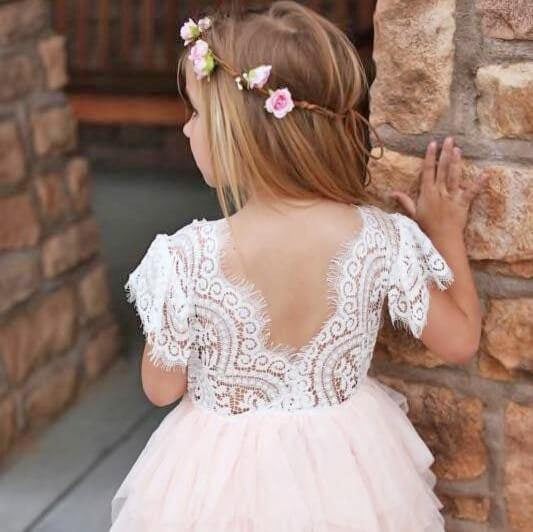 Back of Bohemian Princess Dress - Blush