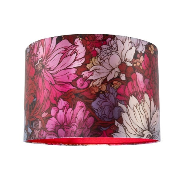 Classic Red Lilac and Pink Chrysanthemum Japanese Style Lamp Shade Image 1