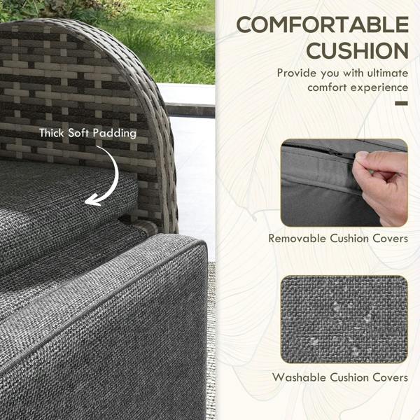 Grey chaise lounge cushion with thick padding and removable cover