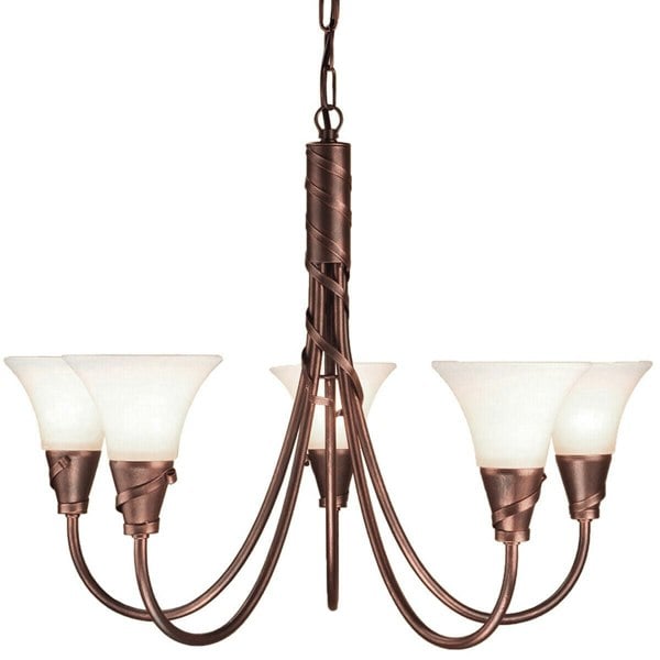 5 Bulb Chandelier Hanging Pendant LIght Copper Patina LED E14 60W Bulb Loops