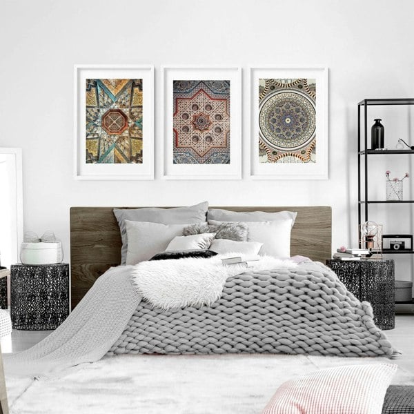 Geometric patterns in Islamic art | set of 3 prints for bedroom walls