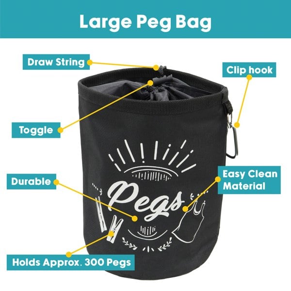 JVL Large Peg Bag with 72 Large Stong Plastic Pegs, Aqua