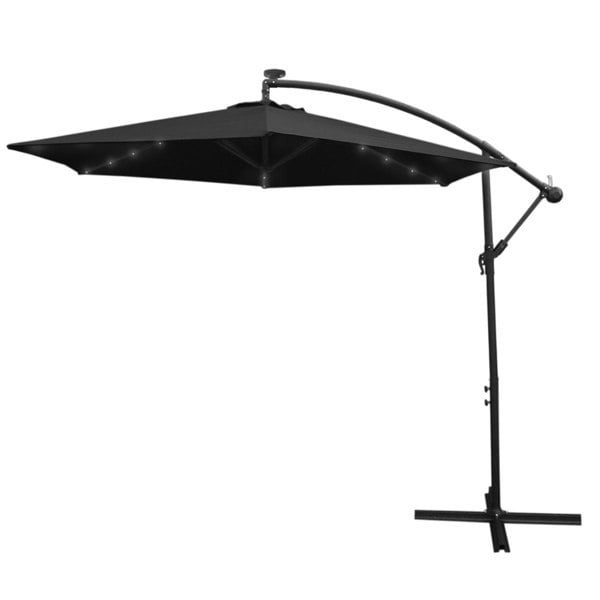 Monstershop Black 3m LED Cantilever Parasol