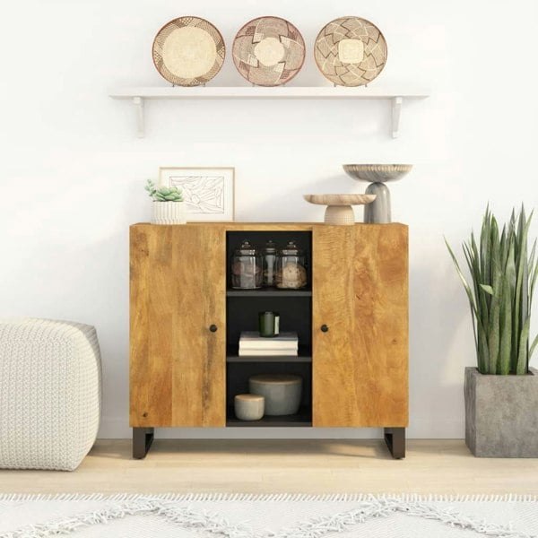 Berkfield Sideboard with 2 Doors 90x33x75 cm Solid Wood Mango
