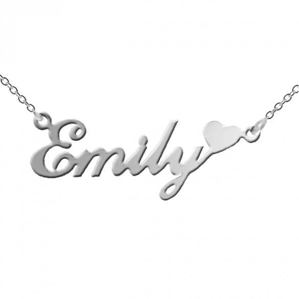 Christopher James of London 9ct White Gold Carrie Style Personalised Name Necklace with Heart