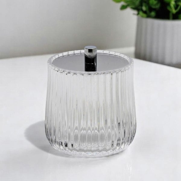 Showerdrape Regent Ribbed Glass Chrome Collection Storage Jar