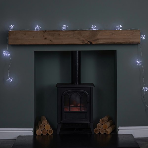 Samuel Alexander 2.7m Set of 10 Twinkling Christmas Starburst String Lights with 200 White LEDs