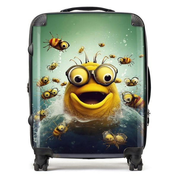 Warren Reed Happy Worm And Bees Splashart Suitcase