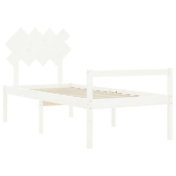 Berkfield Bed Frame with Headboard White Single Solid Wood