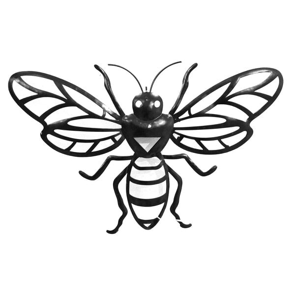 EDH Door Hardware Bee Solar Backlit Wall Art – 21.5 x 34.5 CM | Solar-Powered Metal LED Wall Décor | Weatherproof Honeybee Garden Art for Patio