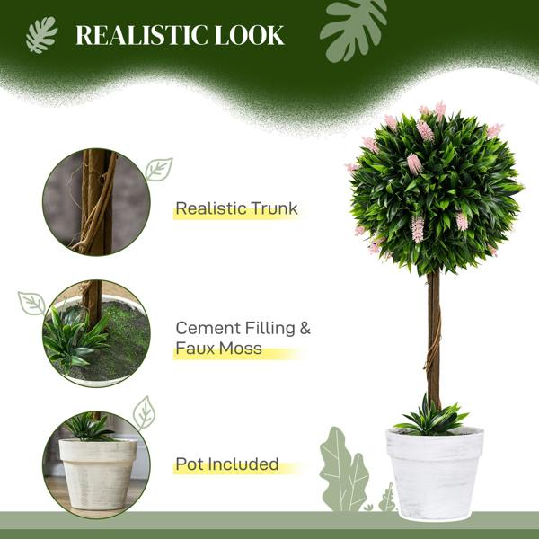 Wyld Haus Yodina Set Of 2 Artificial Flower Ball Trees In Pink With Pots For Indoor And Outdoor Styling 60cm