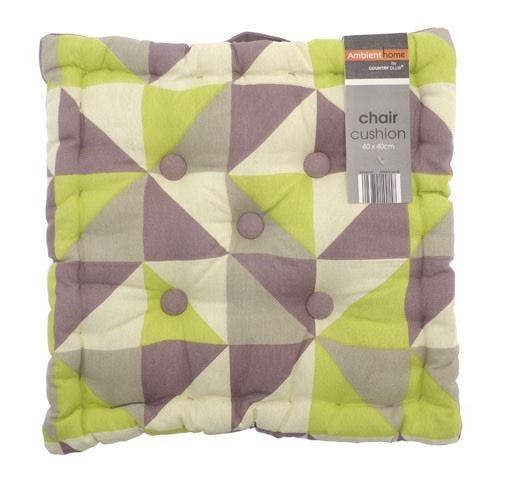 Geometric Triangle Box Cushion Green & Purple