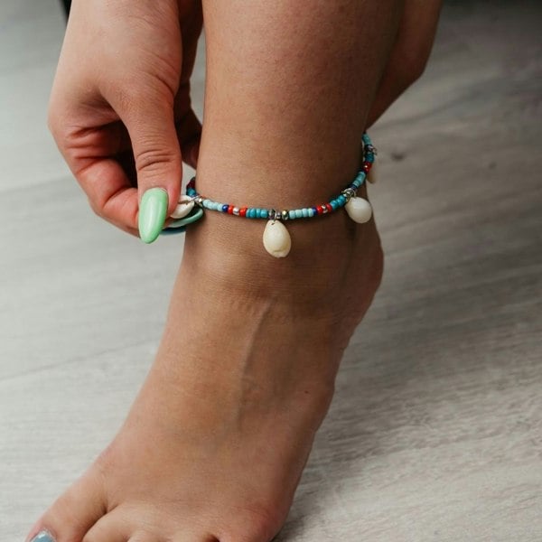 Turquoise Cowrie Anklet