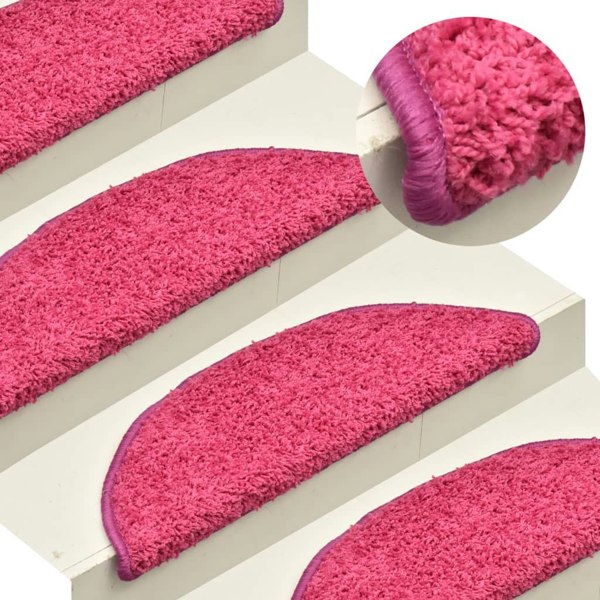 Berkfield Carpet Stair Treads 15 pcs Pink 65x21x4 cm