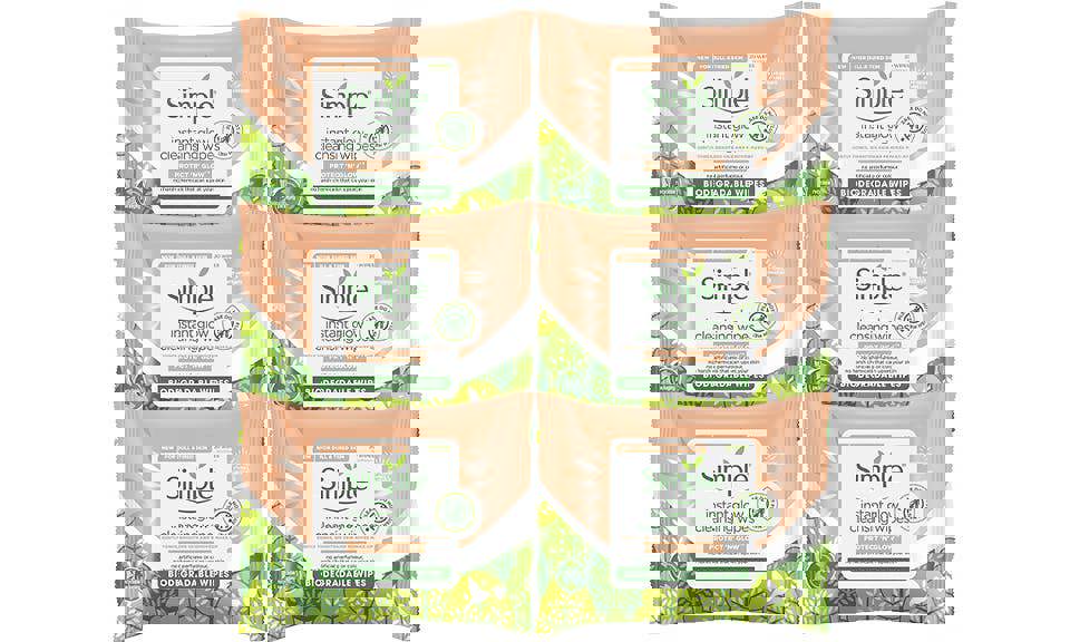 Simple Protect 'N' Glow Instant Cleansing Wipes for Dull & Tired Skin