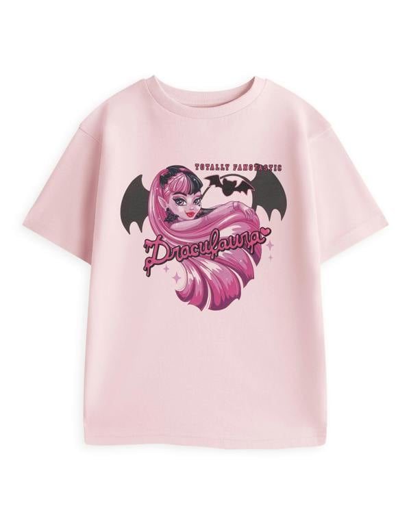 Vanilla Underground Monster High Girls Pink Draculaura Short Sleeved T-Shirt
