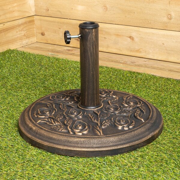 Samuel Alexander 9kg 45cm Bronze Cast Iron Effect Garden Patio Parasol Base with Rose Design