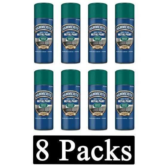 Hammerite 8X Hammerite Smooth Dark Green Spray Paint 400ml