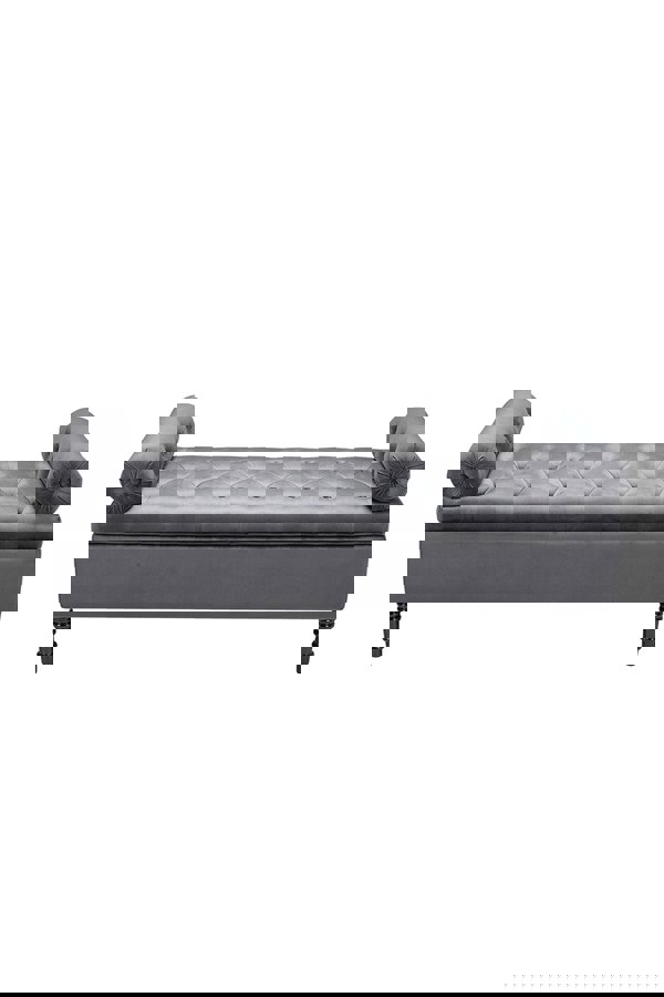 Living and Home Tufted Flip Top Storage Bench with Side Arms Grey