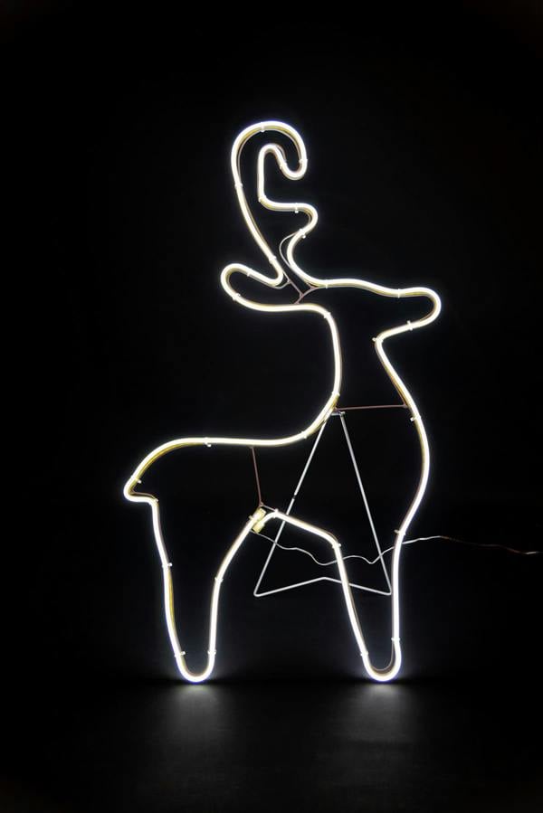 Reindeer Neon Effect Rope Light Silhouette with 90 Cool White LEDs, Indoor and Outdoor Size Options image 1
