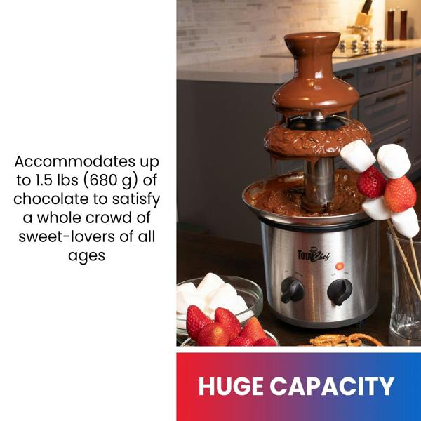 Total Chef Large Chocolate Fountain 3 Tier Electric Fondue Machine for Weddings, Parties & Events