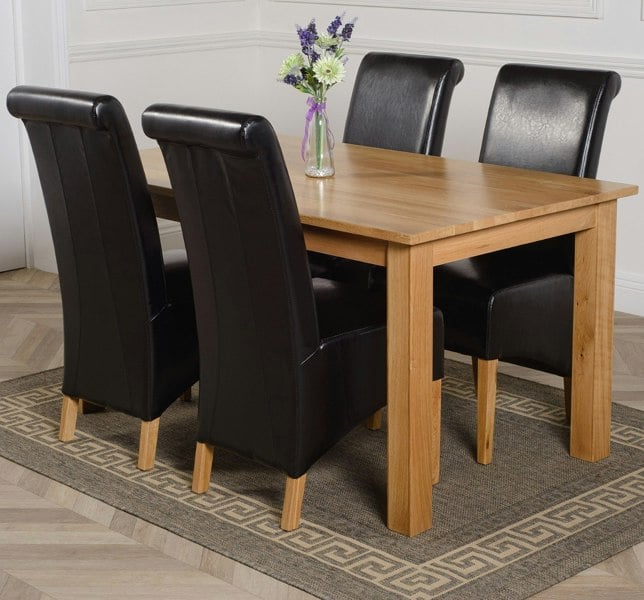 That's Furniture Oslo 150 x 90cm Medium Oak Dining Set with Montana Leather Chairs