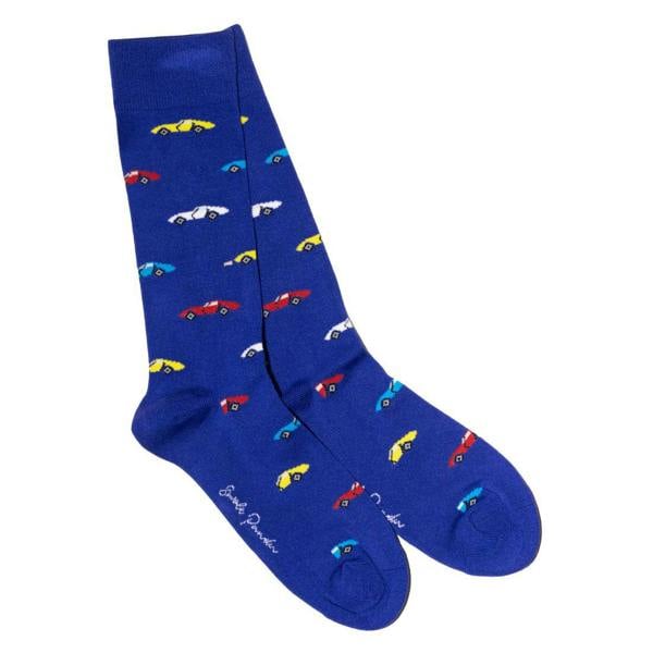 SWOLE PANDA 4-Pack Racing Cars Bamboo Socks Gift Box, Red/Black/Blue