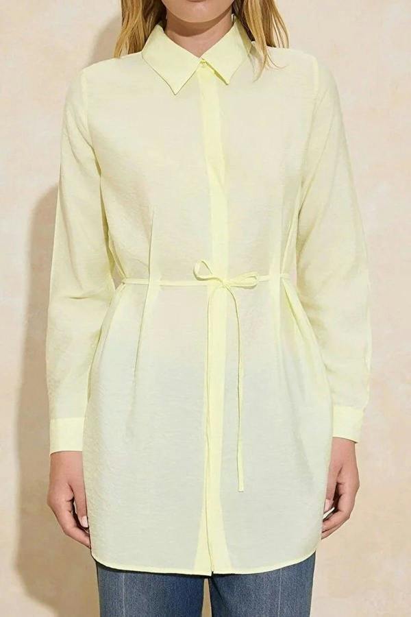 WOVCOR Soft Fabric Woven Shirt with Belt Detail