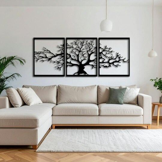 Decortie Tree of Life 3-Piece Metal Wall Art Set 60 cm