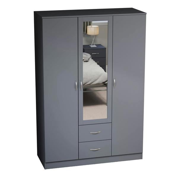Vida Designs Riano 3 Door 2 Drawer Mirrored Wardrobe