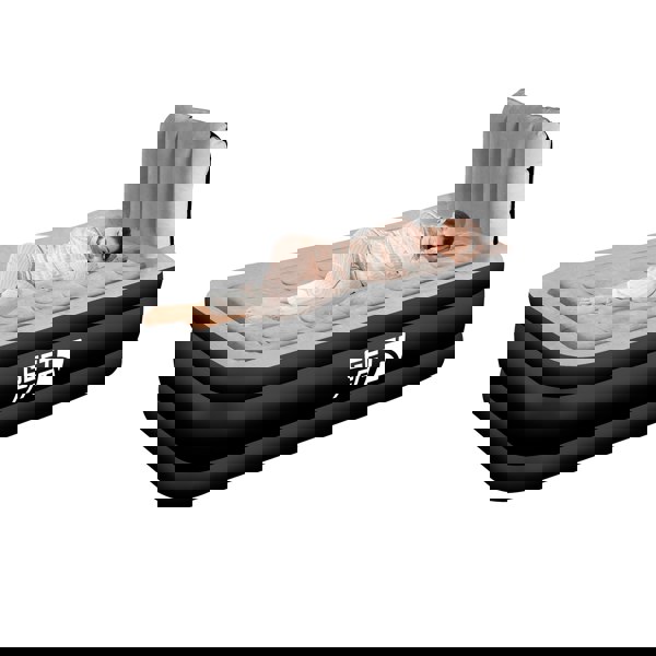 Get Fit Blow Up Air Bed With Built In Electric Pump - Headboard & Free Inflatable Pillow