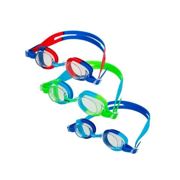 Fashy Junior swim goggles 3-pack with adjustable head strap in red blue