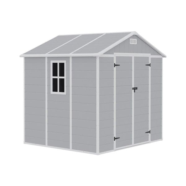 8x6ft Outdoor Apex Roof Plastic Tool Shed with Dual-door (Ver.2) Living and Home