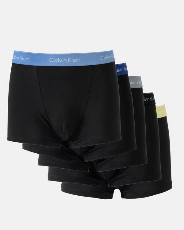 Calvin Klein 5 Pack Icon Cotton Stretch Mens Relaxed Fit Trunks - Grey/Green/Blue/Light Blue/Black