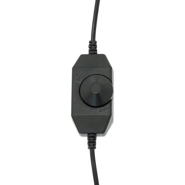 Black on/off switch for Dartboard LED Ring Light, featuring a circular dial for easy control and a sturdy cable for durability