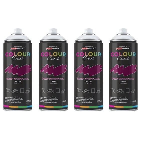 Colour Coat 4X Deep Bordeaux RAL 4004 Satin Spray Paint 400ml