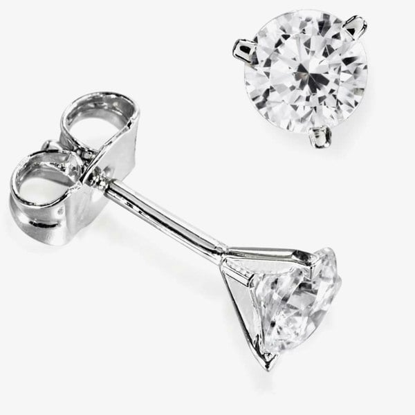 T. H. Baker 18ct White Gold 0.40ct Brilliant Round 3 Claw Diamond Earrings F102E(3.8)PR