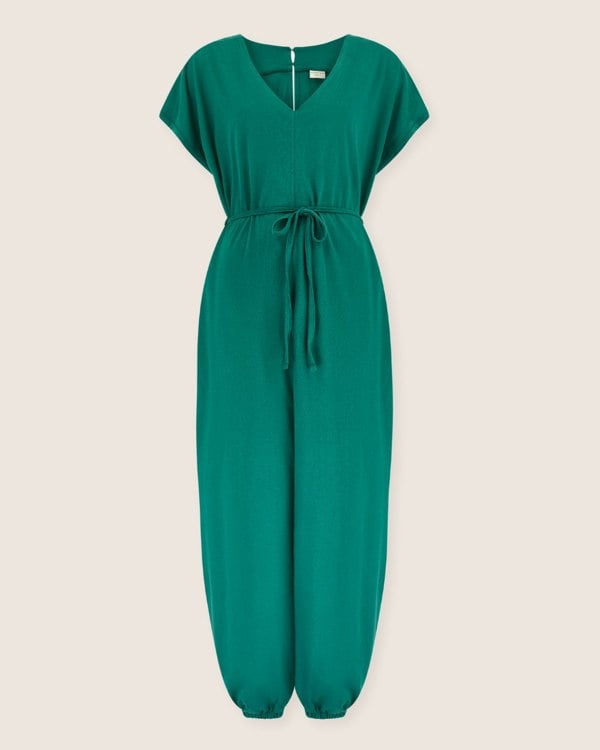 Rita Green Tie Waist Jumpsuit - image 2