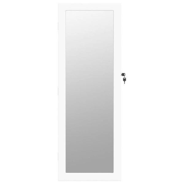 Berkfield Mirror Jewellery Cabinet with LED Lights Wall Mounted White