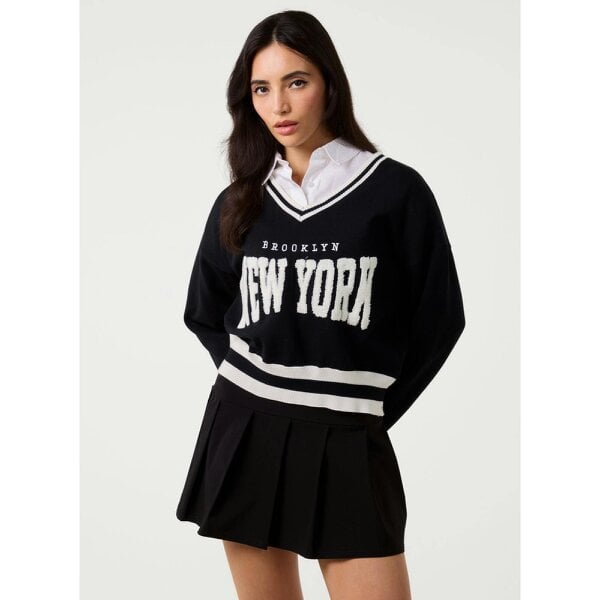 Pink Vanilla V Neck Varsity Sweatshirt