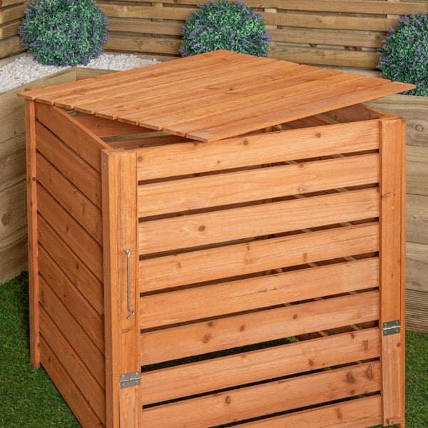 Samuel Alexander 74 x 71cm Large Wooden Garden Waste Compost Bin with Removable Lid & Bottom Door