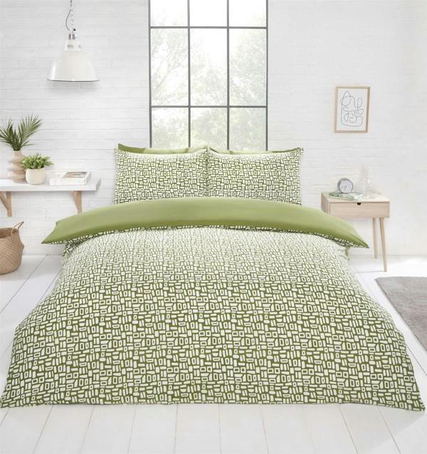 Pebbles Geo Green Duvet Cover Set