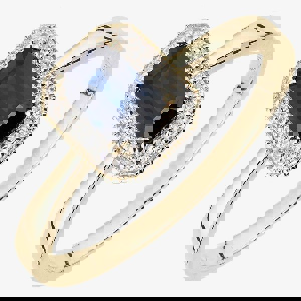 T. H. Baker 9ct Yellow Gold Blue Sapphire Diamond Cluster Ring DR1619YSA