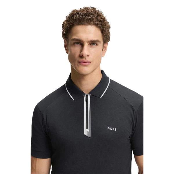 Boss Mens Contrast Piping Cotton Polo Shirt - Dark Blue - 