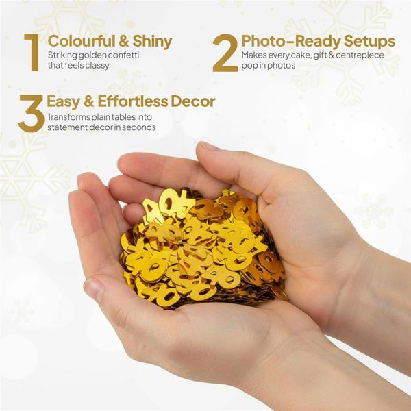 40th Birthday Gold Metallic Foil Confetti Pack for Party Tables and Milestone Celebrations image 4