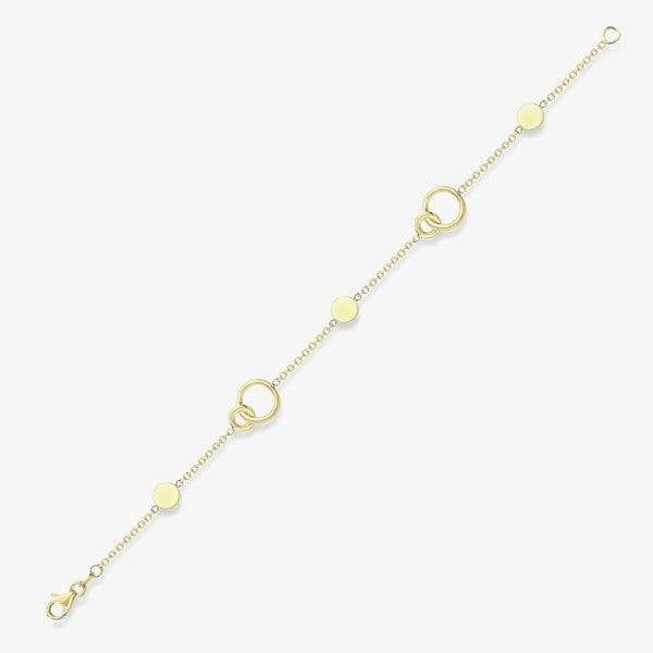 T. H. Baker 9ct Gold 7.5 Inch Interlocking Circle Disc Bracelet 111125127486