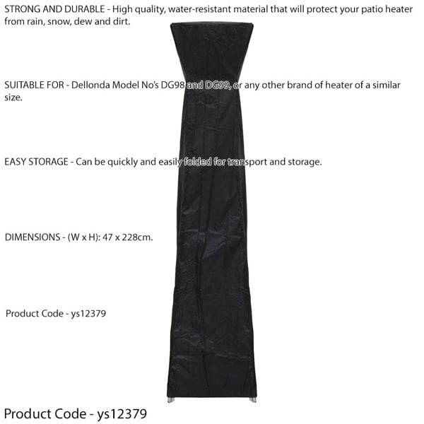 13kW Steel Propane Gas Pyramid Tower Patio Heater & Cover Set - Outdoor Garden - LoopsDirect