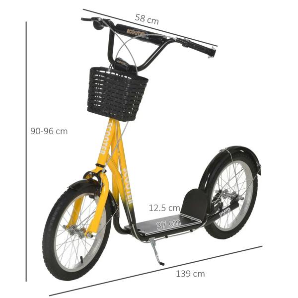 Orange kids kick stunt scooter with adjustable handlebar and black wire basket