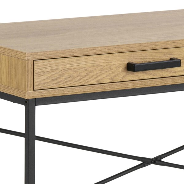 Wyld Haus El Paso Office Desk 1 Drawer Black Metal and Wild Oak Effect