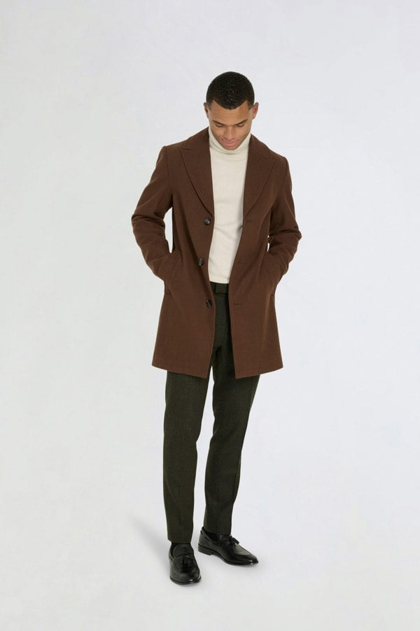 Harry Brown London Josh Wool Melton Overcoat - Brown